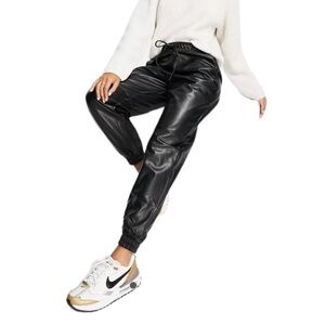 Abercrombie & Fitch - Faux Leather Sweatpants Joggers in Black Sz S